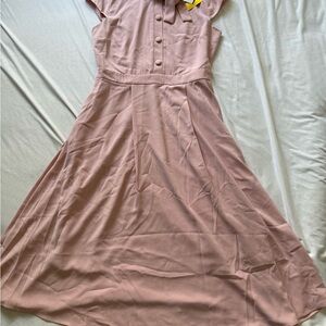 Alexia Armor Elegant Pink Button-Up Dress with pockets